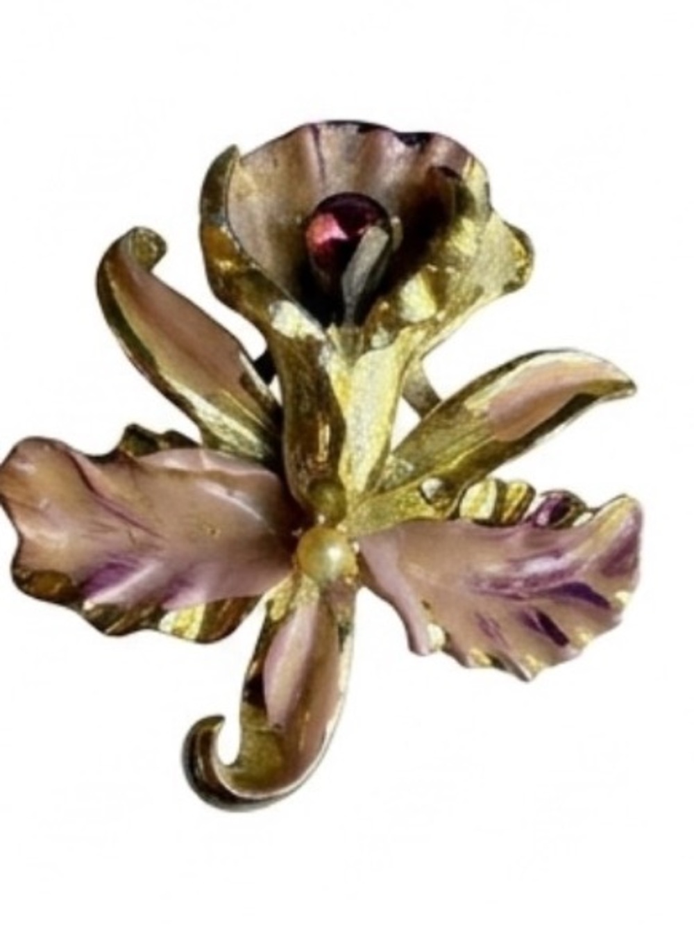 Vintage Pink and Gold Floral Brooch